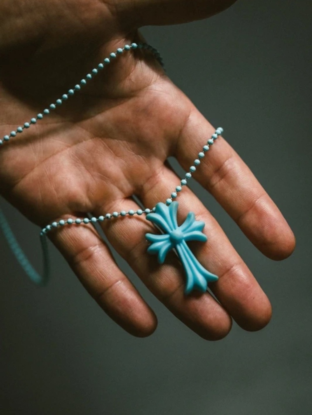 Chrome Hearts Silichrome Necklace Turquoise Light Blue